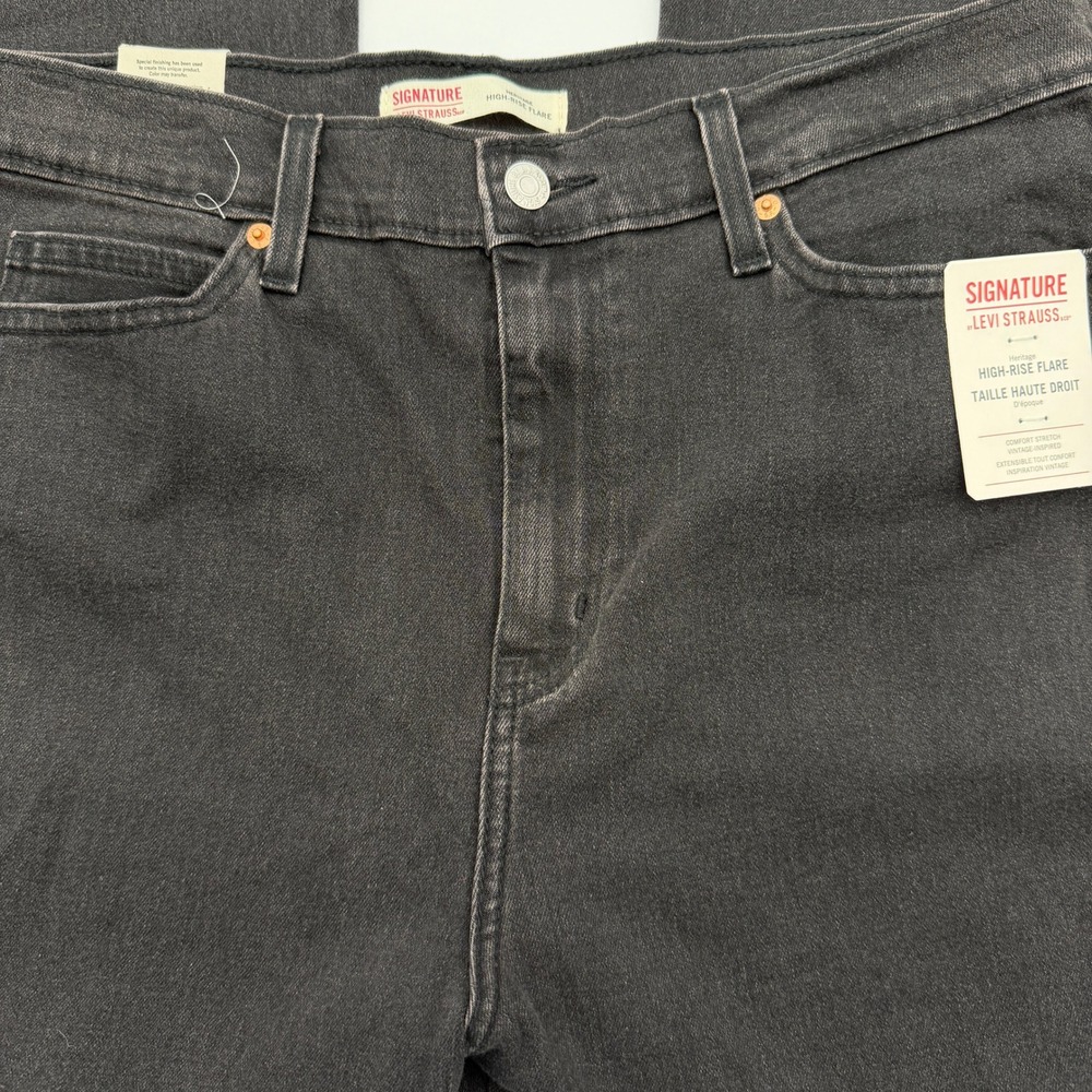 Signature by Levi Strauss Heritage High-Rise Flare Black Jeans Size 12 NEW